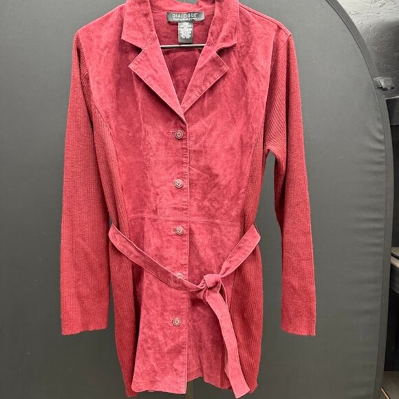 Dialogue Leather Merino Wool Maroon Jacket - Picture 1 of 4